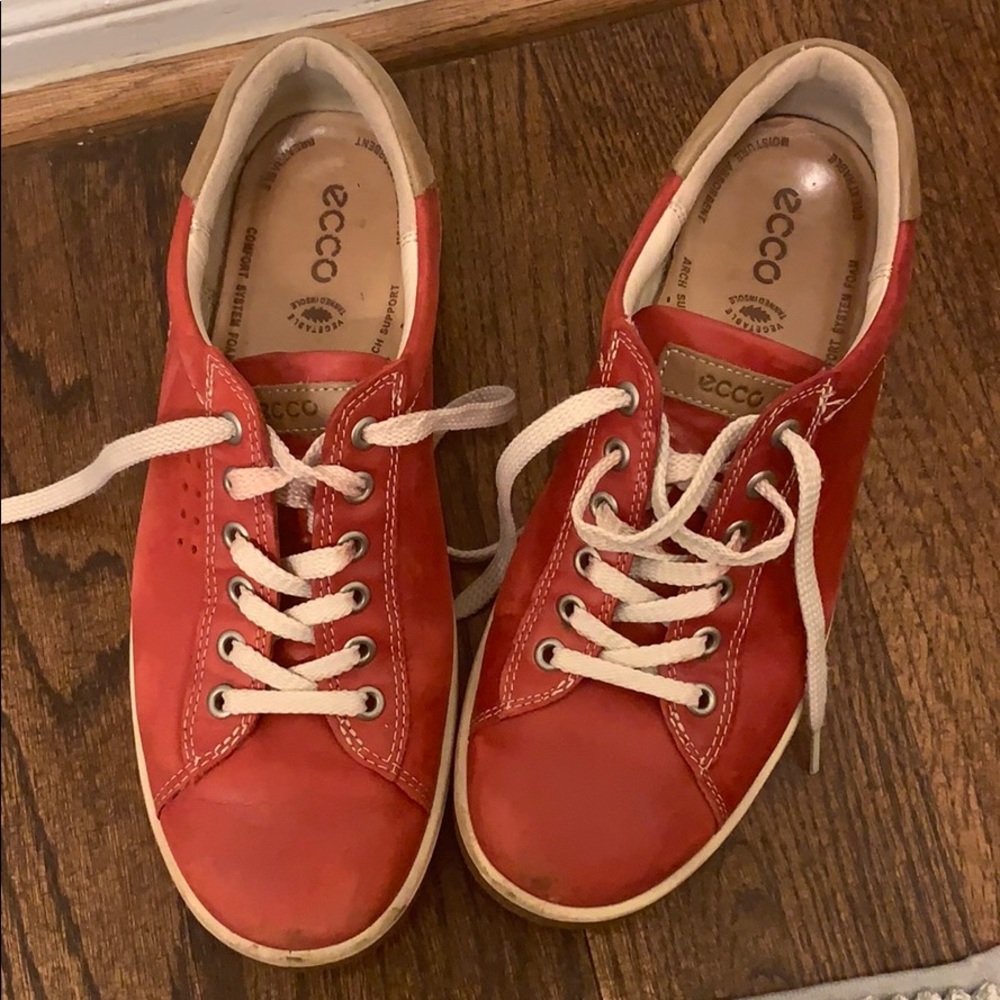 Ecco Red Leather Women's Sneakers